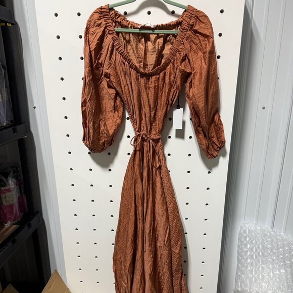 Astr Dresses & Skirts - Shiny Brown Maxi Dress with tie around waist size large